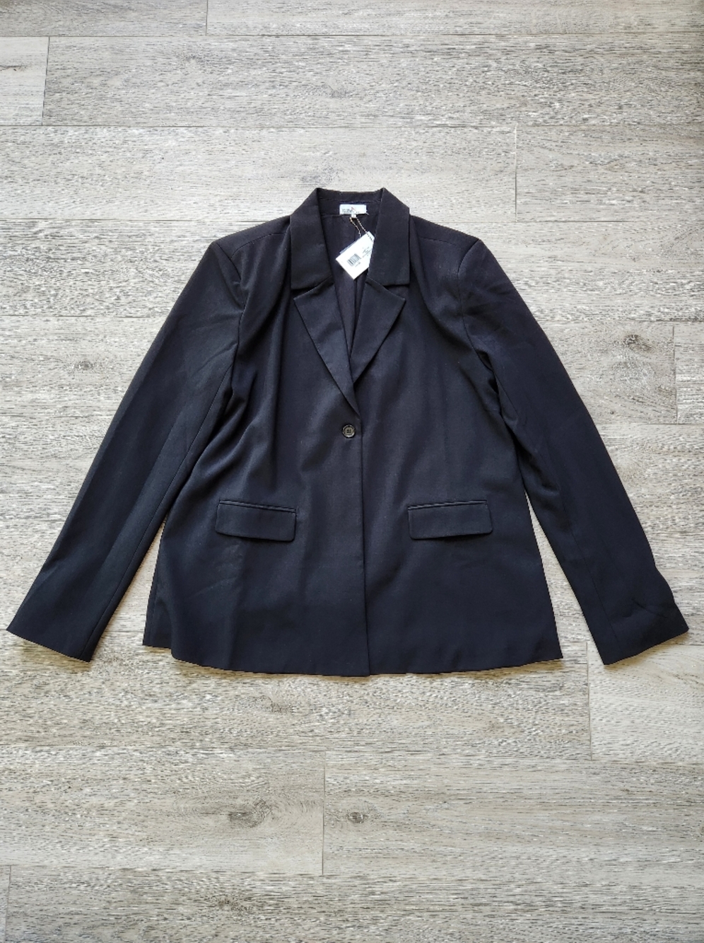Danielle Bernstein Black Summer Blazer Jacket Womens Large Herringbone Twill Nwt